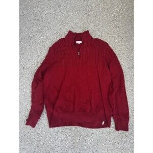 calvin klein mens red knit pullover sweater size L